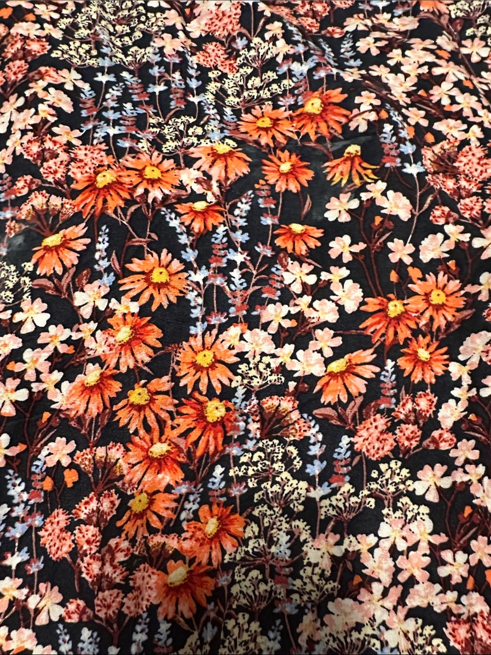 H&M Black Midi Skirt with Orange & Pink Floral Print - Picture 4 of 5